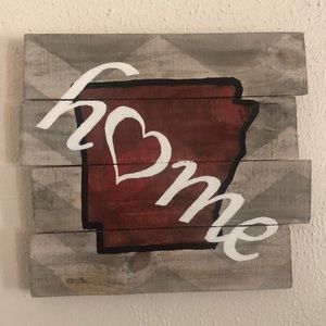 Wooden Handpainted Arkansas Home State Decor